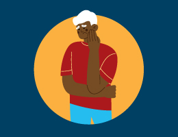 Graphic of man with a worried face.